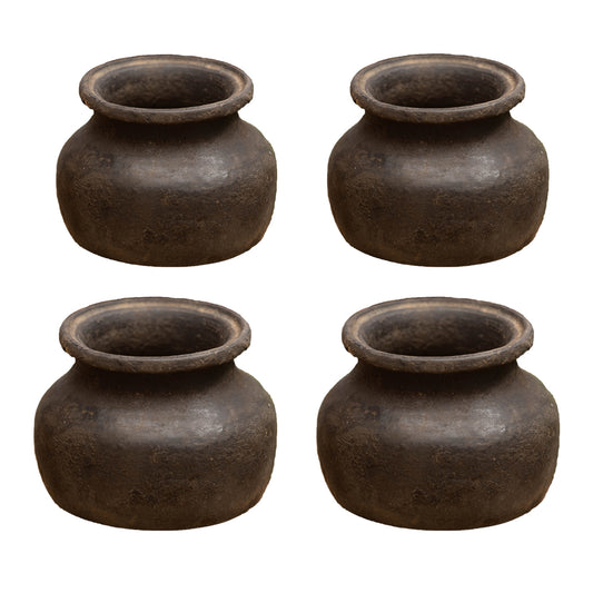 4 Assorted Vintage Clay Pots