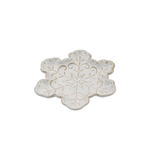 Porcelain Cream Snowflake Tray