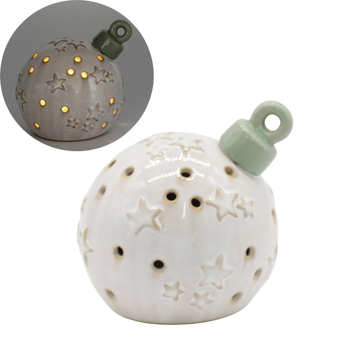 Porcelain Cream Lighted Orb