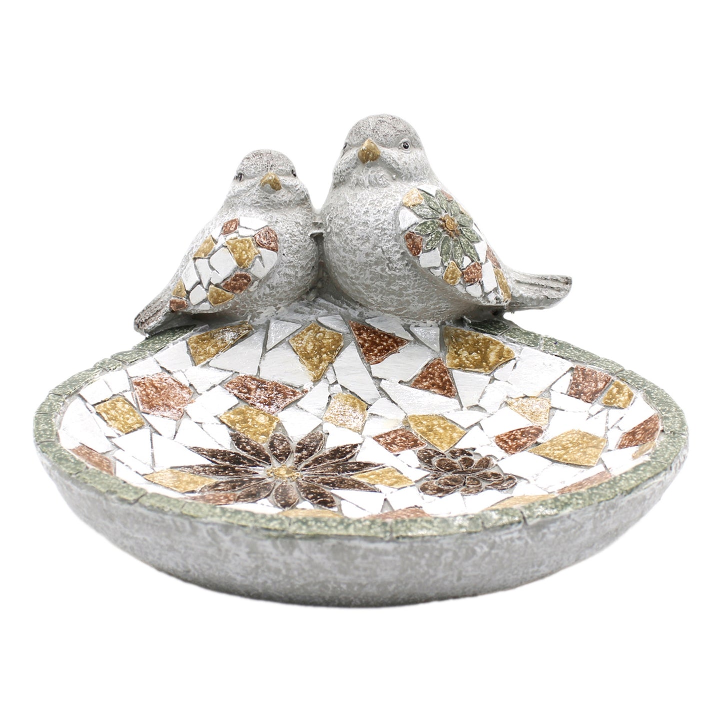 Flower Mosaic Resin Birds with Bath
