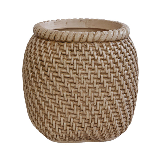 Rattan-Look Small Resin Vase