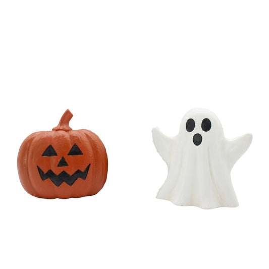 Set/2 Ghost and Pumpkin Taper Holders