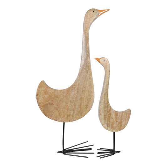 Set of 2 Standing Wood Geese