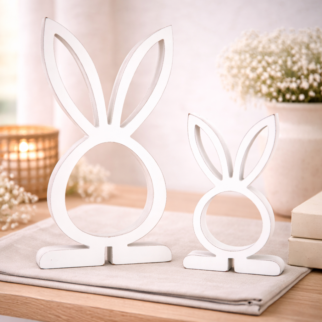Set of 2 Round Open Cutout Bunnies