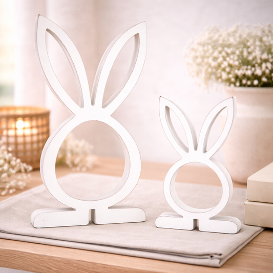 Set of 2 Round Open Cutout Bunnies