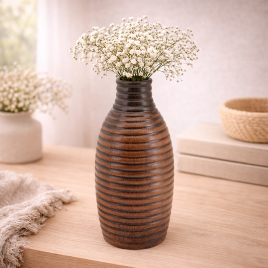 Black and Tan Narrow-Neck Vase