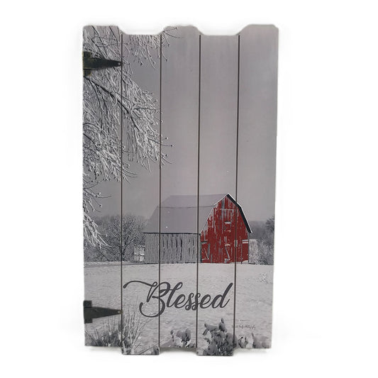 Barn Door Winter Scene Sign