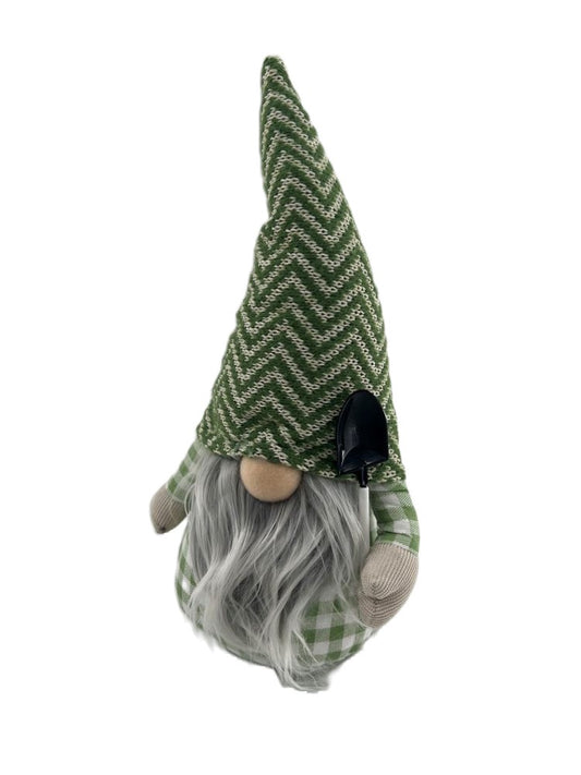 12" Green Plaid Garden Gnome w/Shovel