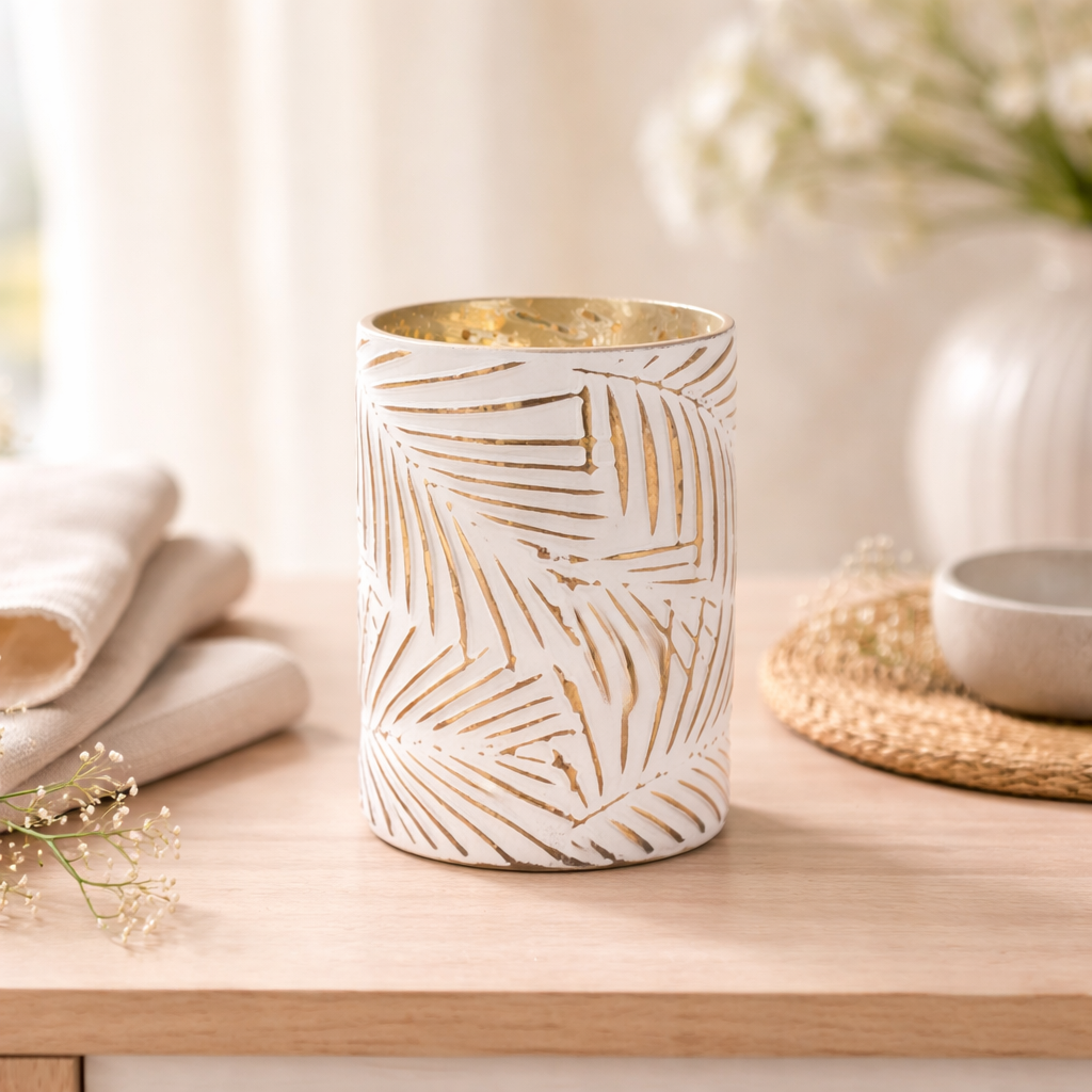 Leaf Pattern Glass Cup