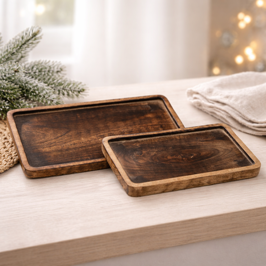 Set of 2 Dark Mango Rectangular Trays
