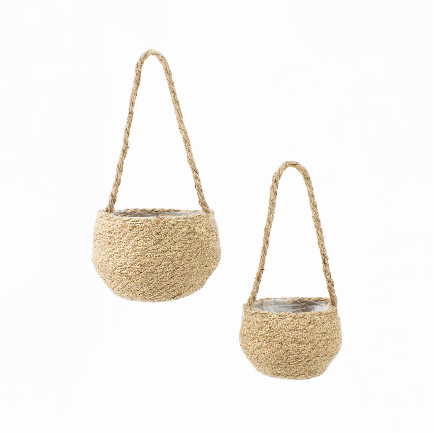 Set of 2 Natural Woven Hanging Planters