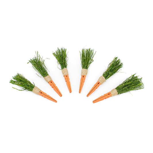 Set of 6 Clothespin Carrots