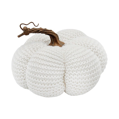 7" White Knit Pumpkin