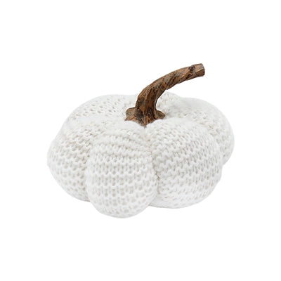 5.5" White Knit Pumpkin