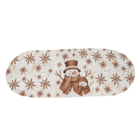 Snowman and Snowflakes Oval Mat