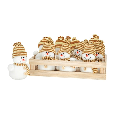 Set/12 Tan Hat Snowmen