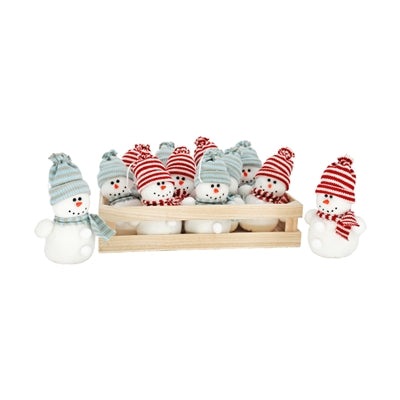 Set/12 Red and Gray Snowmen