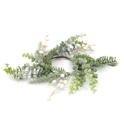 Eucalyptus/Pine/Berry Candle Ring 4.5"