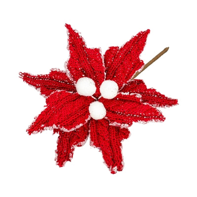 4.5" Red Knit Poinsettia