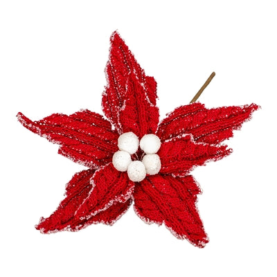 7.5" Red Knit Poinsettia