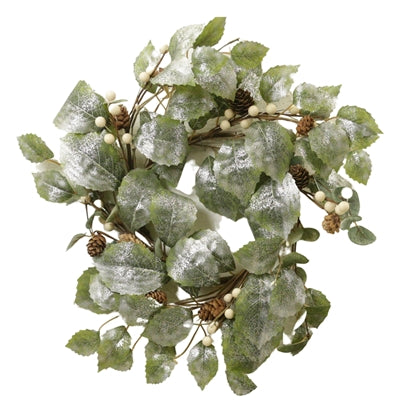 White Holly & Pinecone Large Ring Wreath