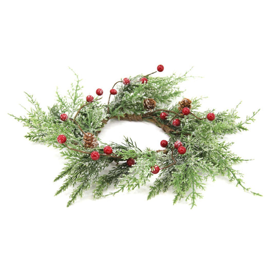 Cedar and Burgundy Berry Candle Ring
