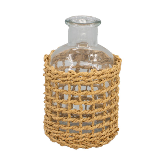 Glass Bottle with Woven Sleeve