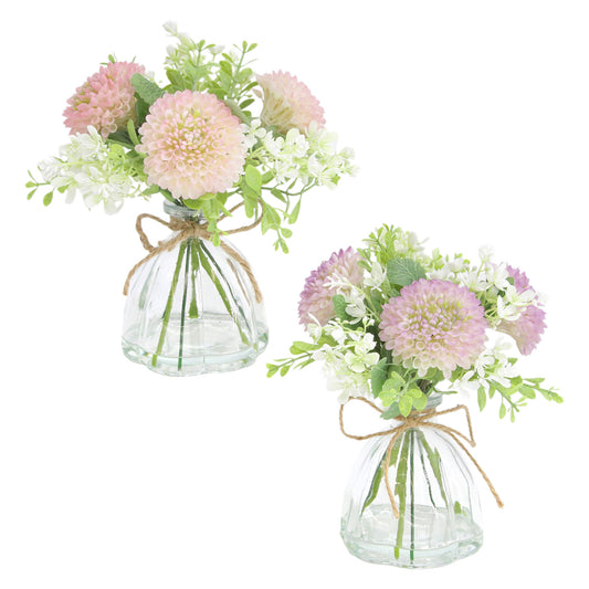2 Assorted Chrysanthemums in Glass Jars