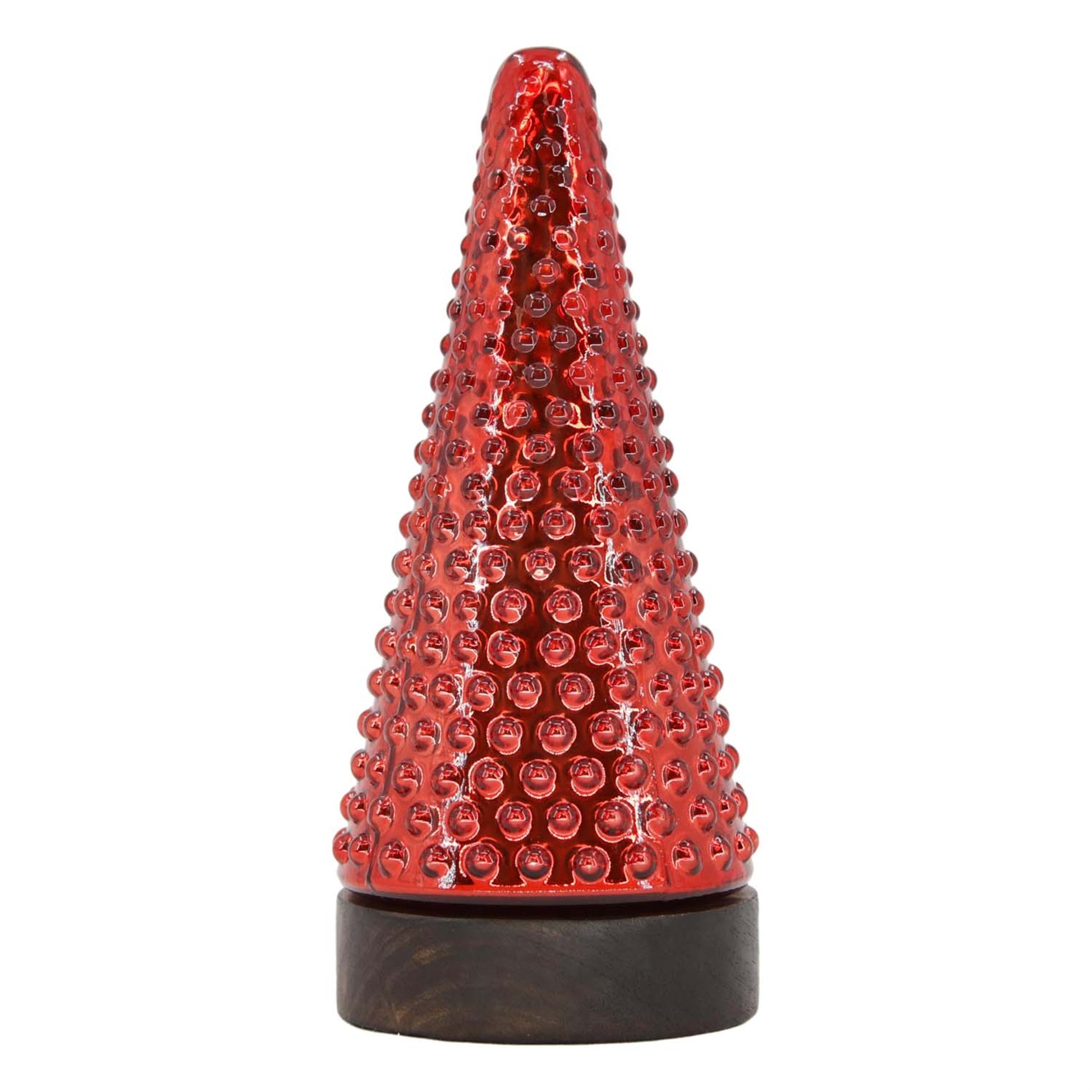 Red textured cone-shaped object on a white background