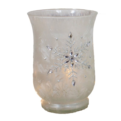 6" Glass Snowflake Candle Vase