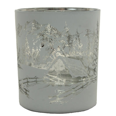 5" Winter Landscape Glass Candle Vase