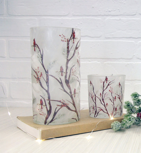 Set of 2 Glass Cardinal Cups