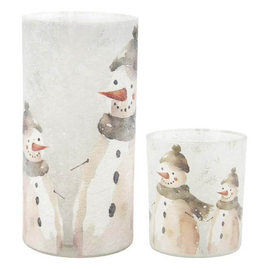 Set of 2 Snowman Glass Jars