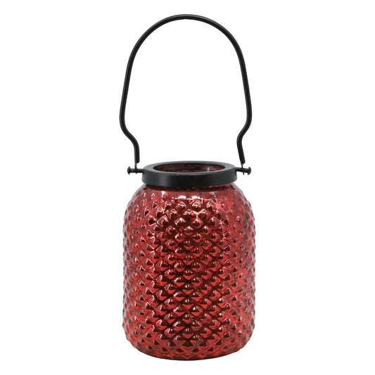 Red Textured Glass Jar