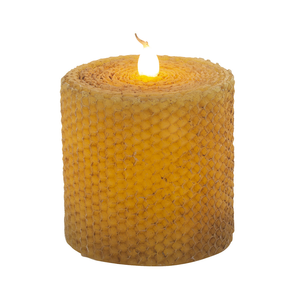 Honeycomb Pillar Candle w/Timer