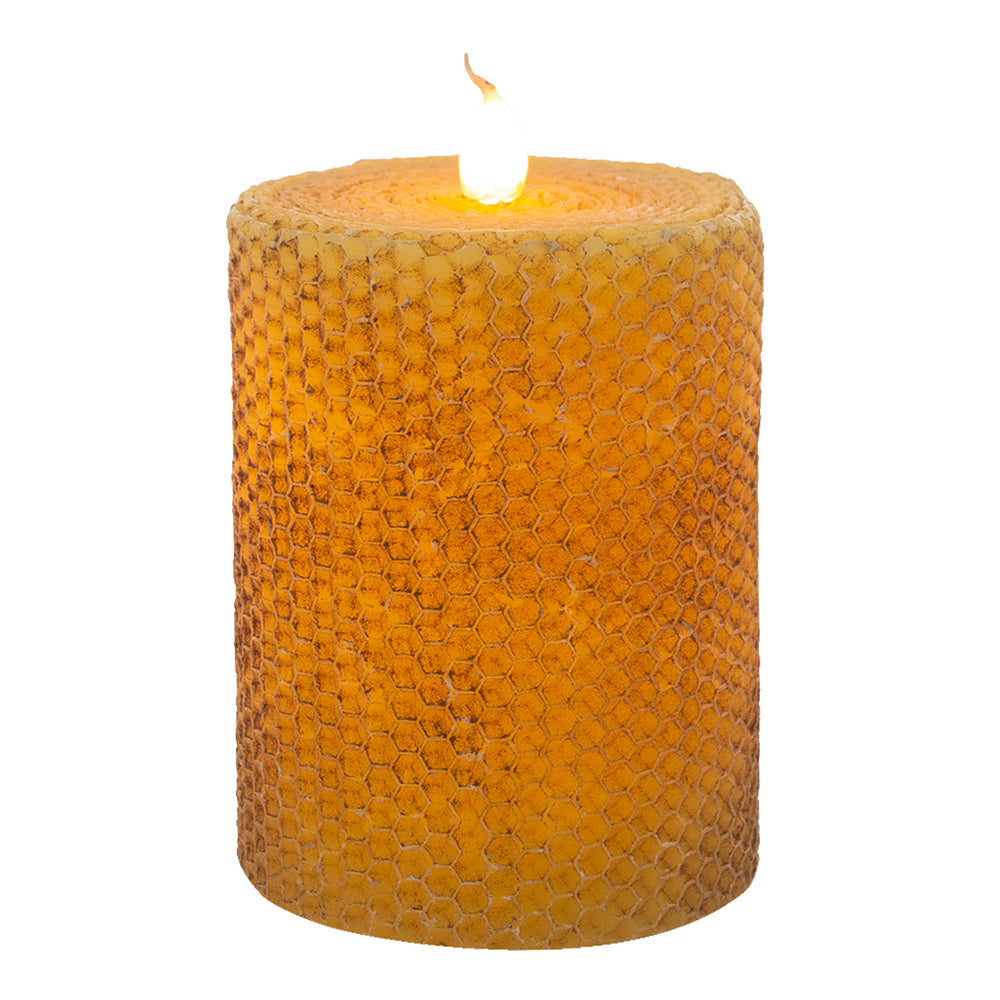 Honeycomb Pillar Candle w/Timer