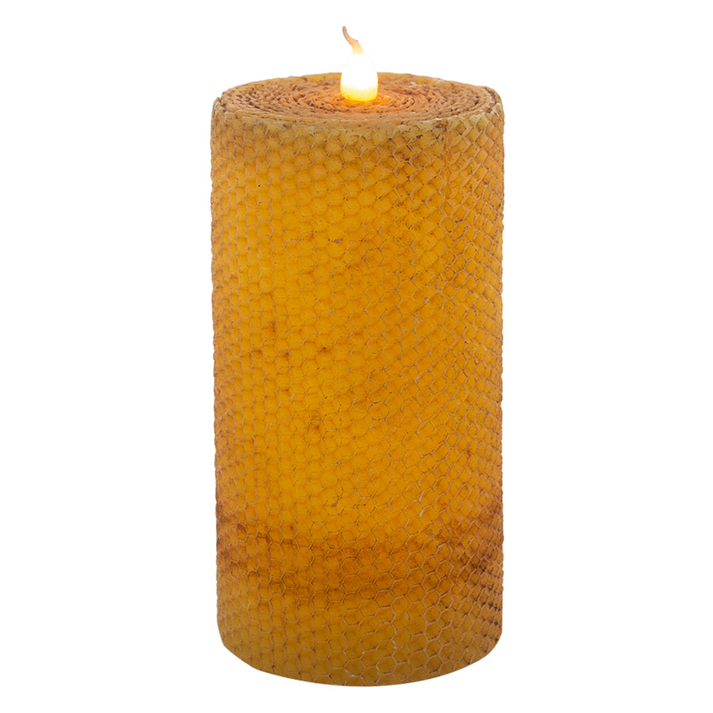 Honeycomb Pillar Candle w/Timer