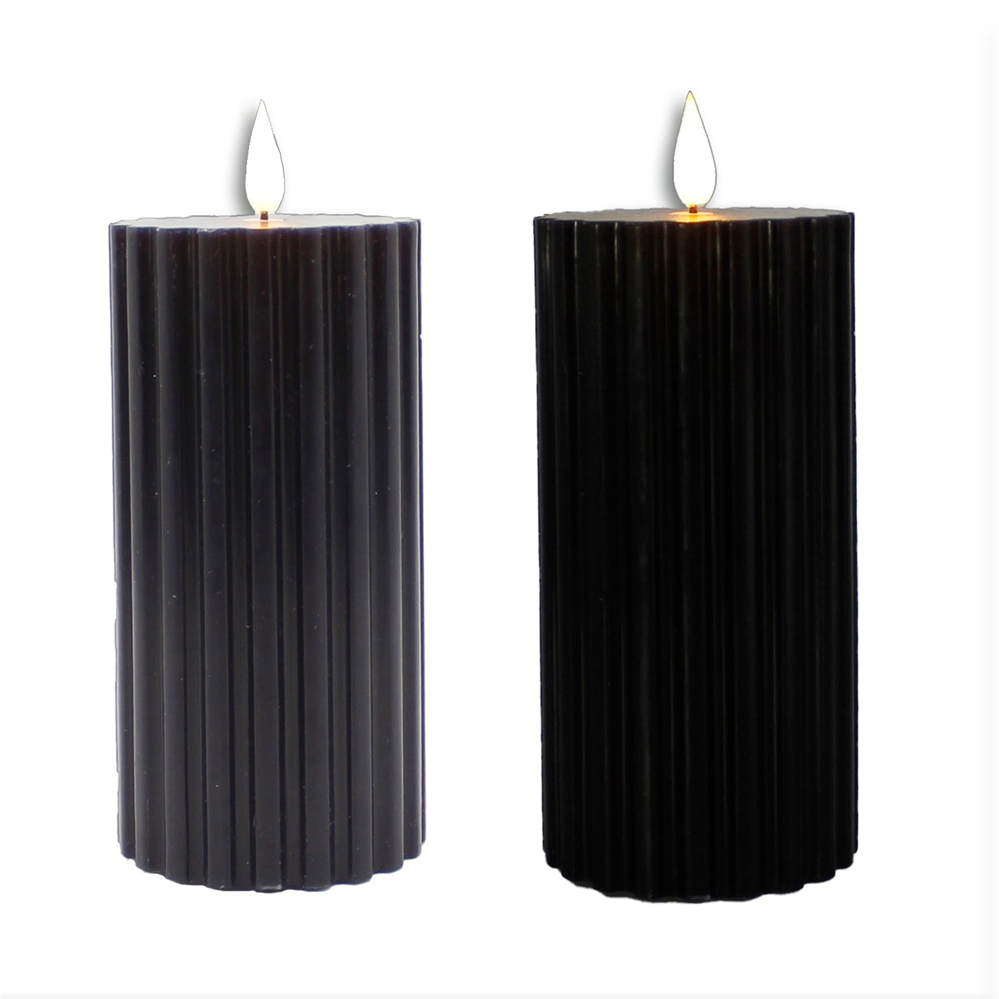 Black Ridged LED Pillar w/Timer