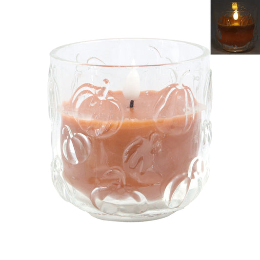 Pumpkin Glass Jar LED Candle