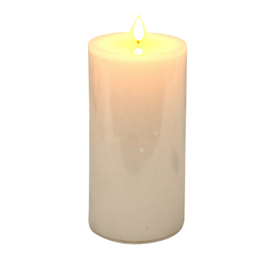 White LED Pillar Candle w/Timer