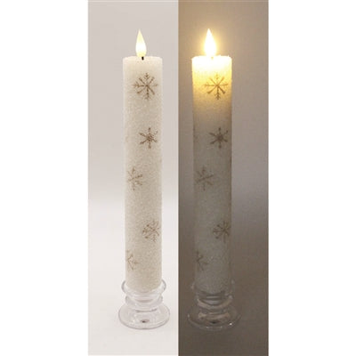 11" Thick Taper Snowflake Candle