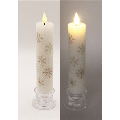 8.5" Thick Taper Snowflake Candle