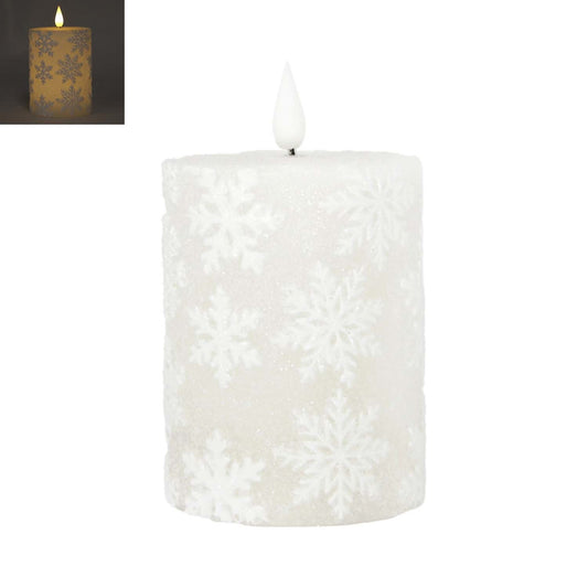 4 inch White Snowflake LED Pillar