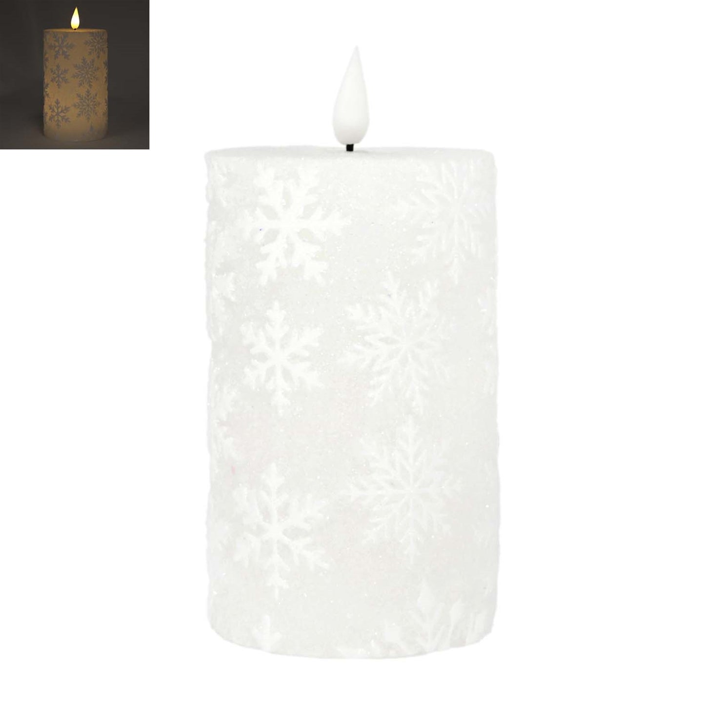 5 inch White Snowflake LED Pillar