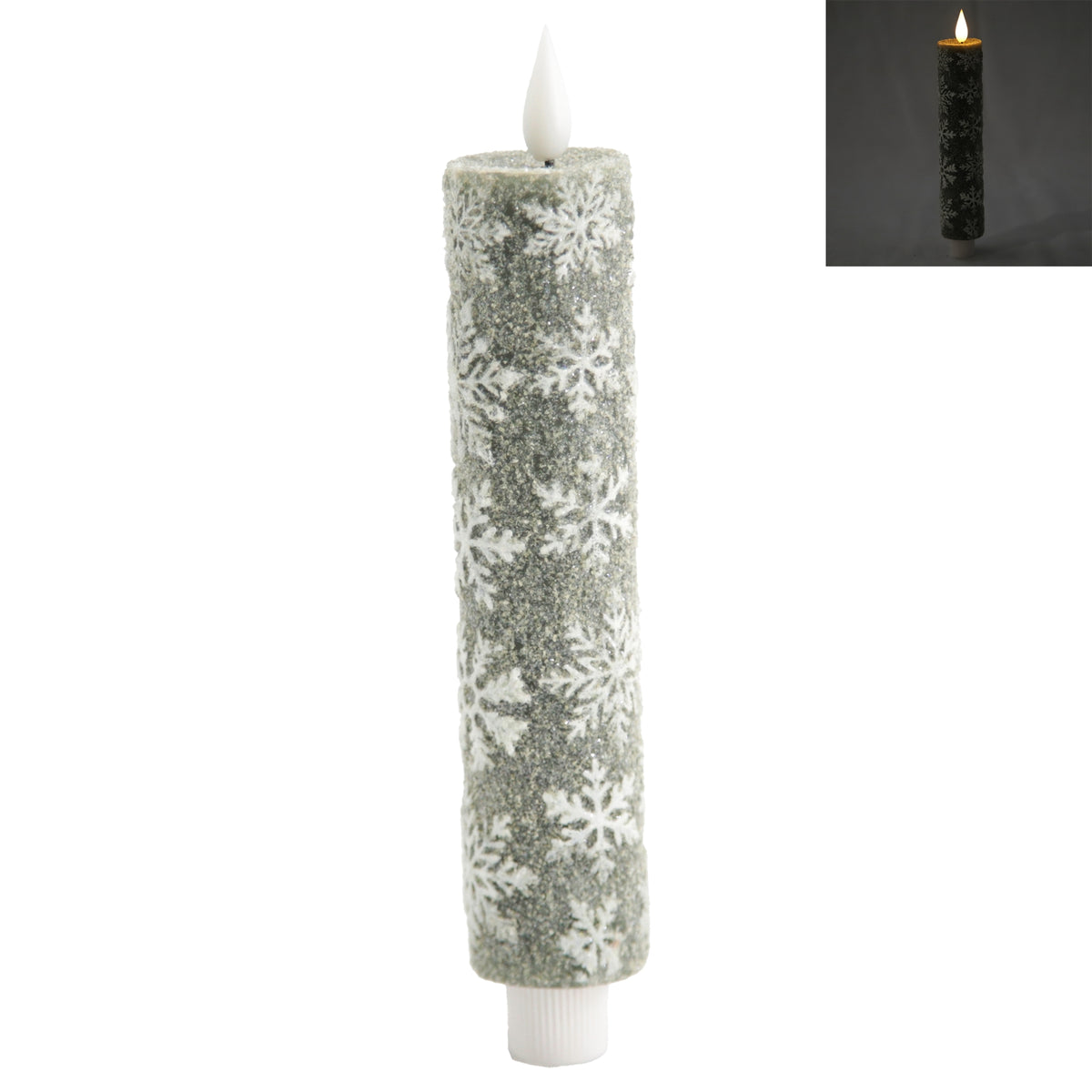 Dark Green Snowflake LED Taper