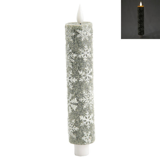 Dark Green Snowflake LED Taper