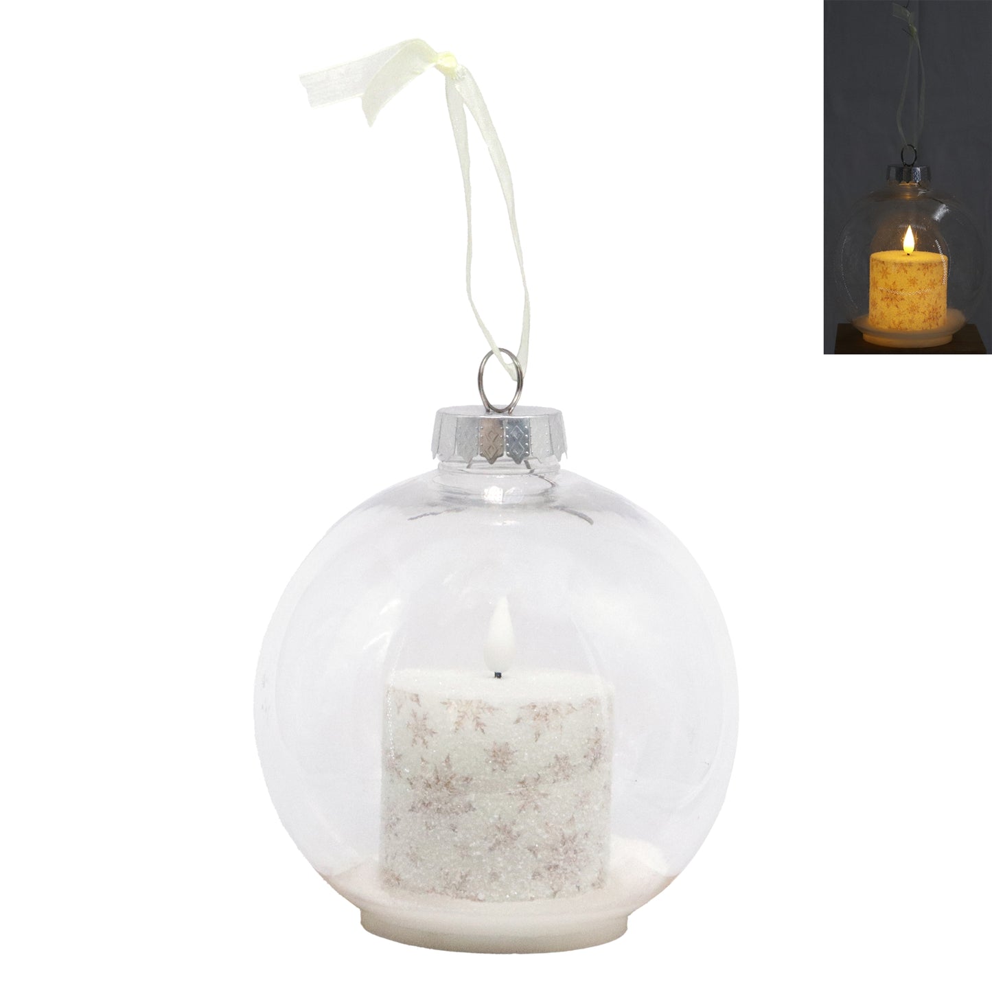 Large Golden Snowflake LED Ornament Candle