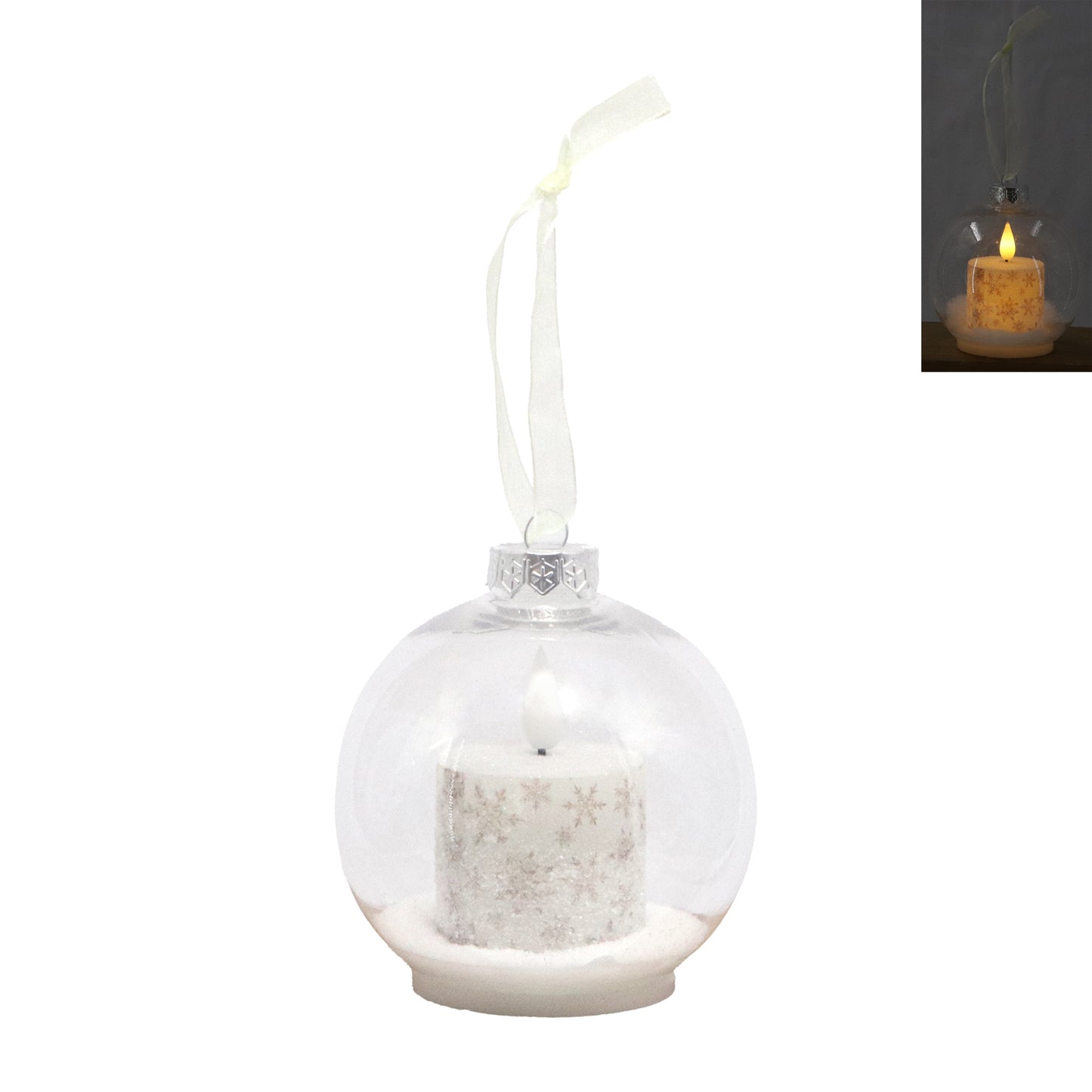 Small Golden Snowflake LED Ornament Candle
