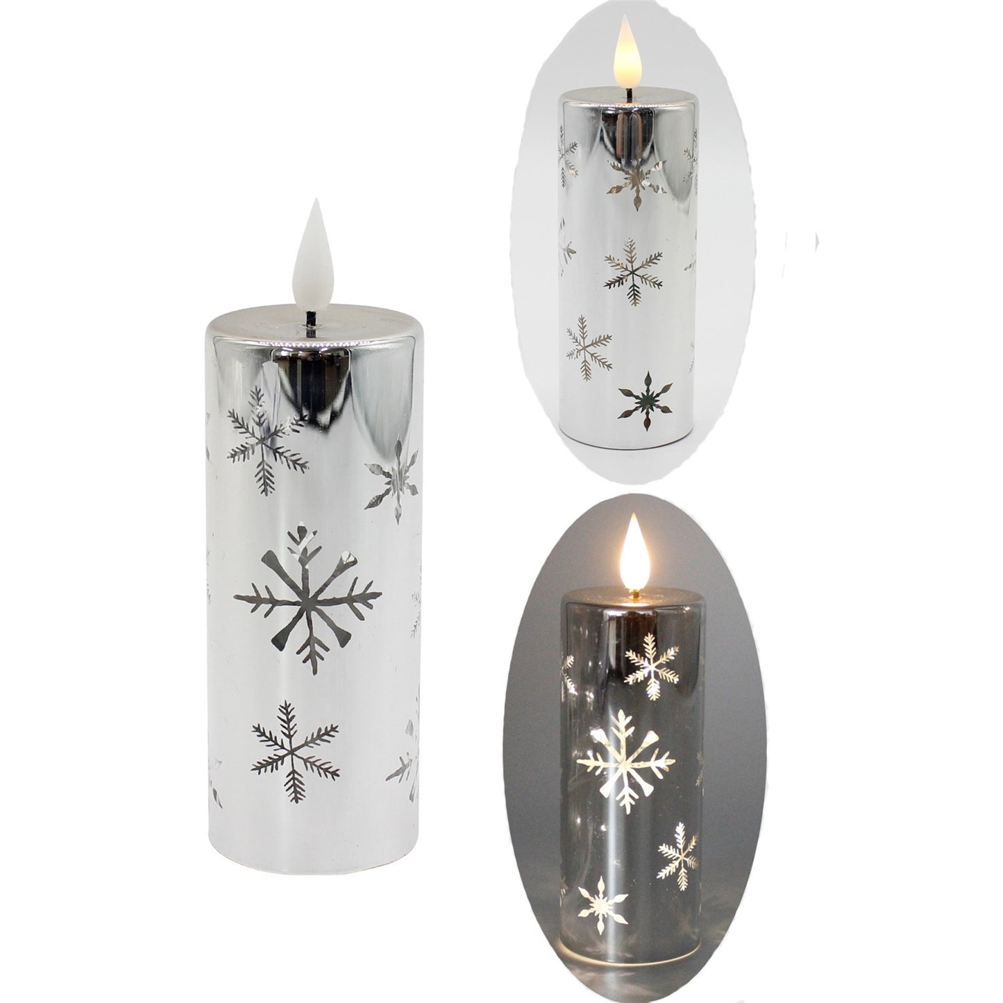 Small Glass Snowflake LED Votive
