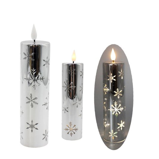 Medium Glass Snowflake LED Votive